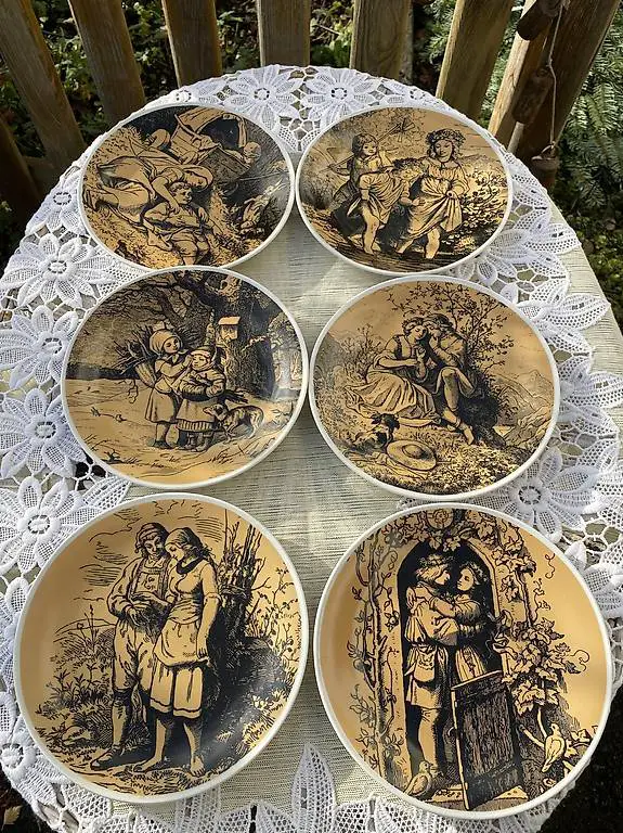 6 Sammelteller von Seltmann Weiden Thema Liebe/Freundschaft