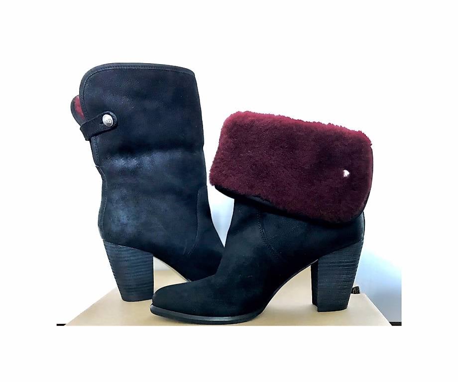 Black & burgundy UGG LAYNA boots size 39 like new, in box