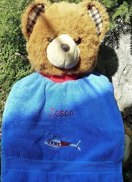 Lätzli bestickt, Helikopter