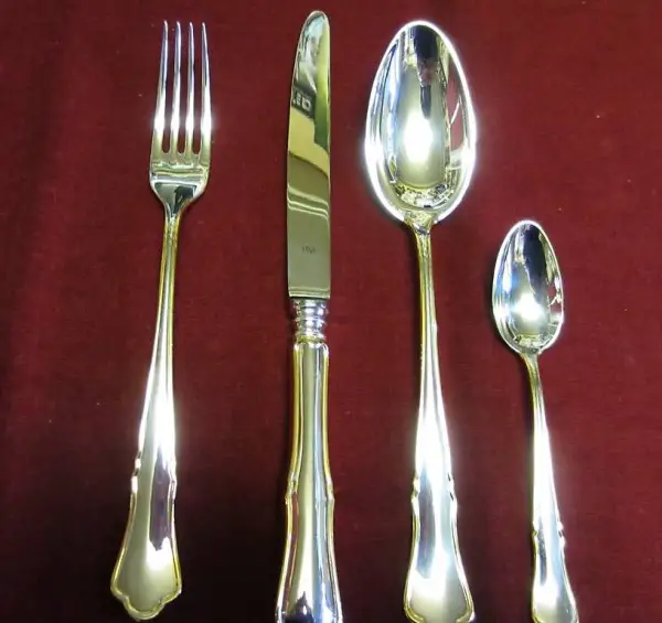  Alt Chippendale teilvergoldet versilbert 24 teilig R&B