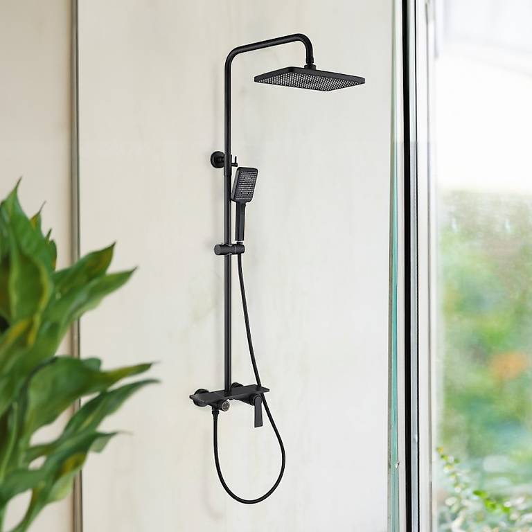 Duscharmatur mit Ablage ZACK - schwarze Marmoroptik