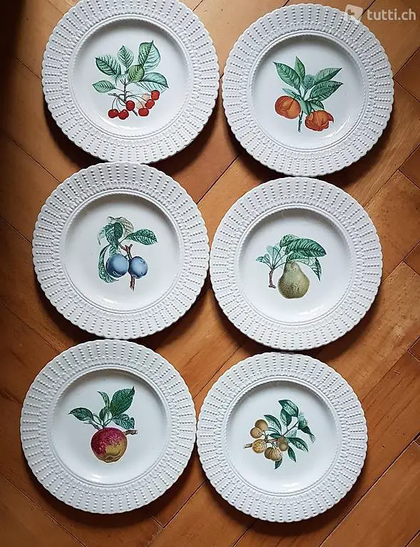 6 Stk Royal Bouldon Bristol Jronstone Teller Früchtemotive