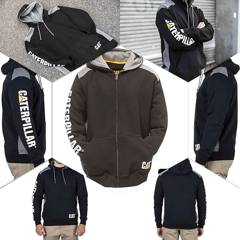 caterpillar workwear zip logo hoodie size l