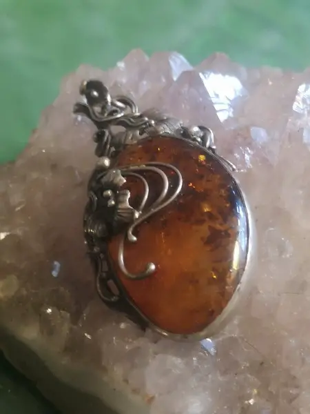 Anhänger, Naturbernstein, Silber, Gross