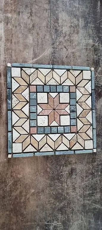 naturstein ornament dekorativ einleger getrommelt 30x30x1 cm