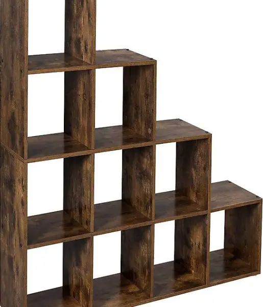  Treppenregal, Bücherregal mit 10 Würfeln, Leiterregal