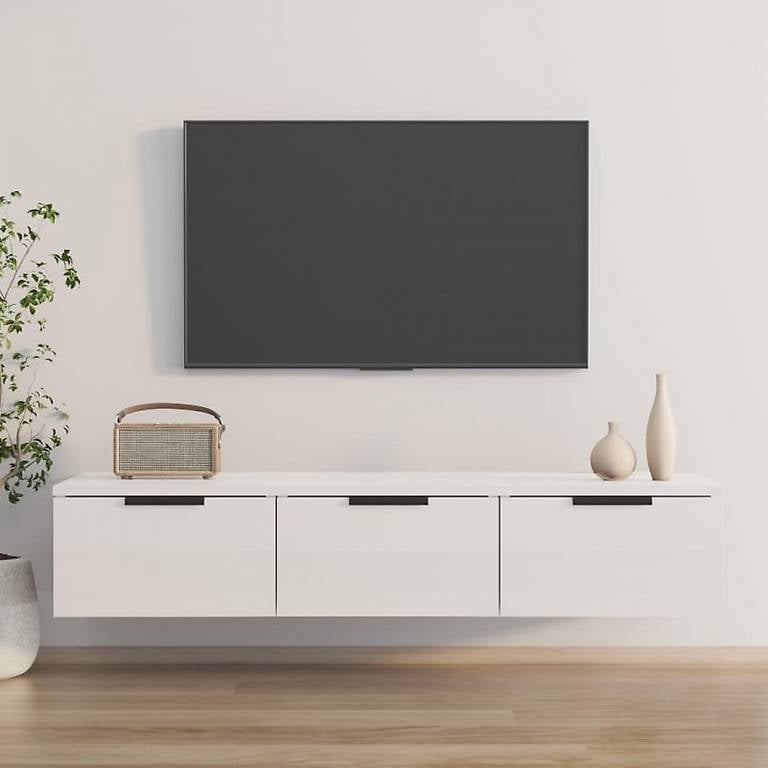 Wandschrank Hochglanz-Weiss 102x30x20 cm Holzwerkstoff