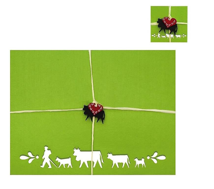 4 Tischset + 4 Glas-Untersetzer STEINLIN Alpaufzug grün