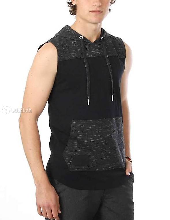  Herren Color Black Ärmelloser Tank Top Hoodie