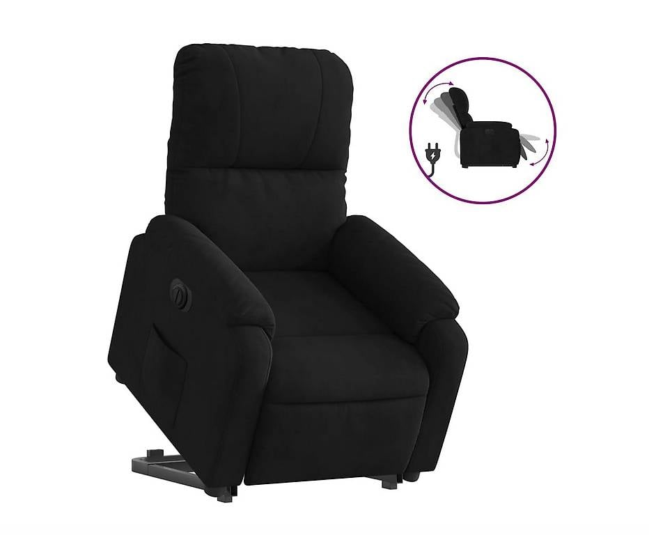 Relaxsessel Aufstehhilfe Elektrisch Schwarz Mikrofasergewebe