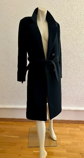 Escada Mantel Gr.34 dunkelblauer Wintermantel Wolle Cashmere