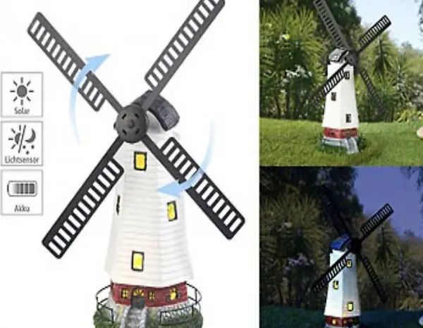  Solar-Deko-Windmühle mit drehendem Windrad & LED-Licht, 8-St