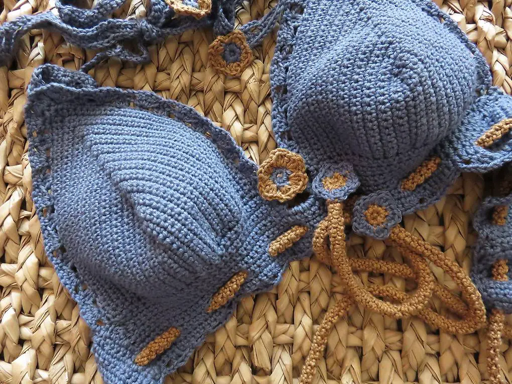 Bikini Top, Baumwolle, Bademode, Strandmode, handgemacht