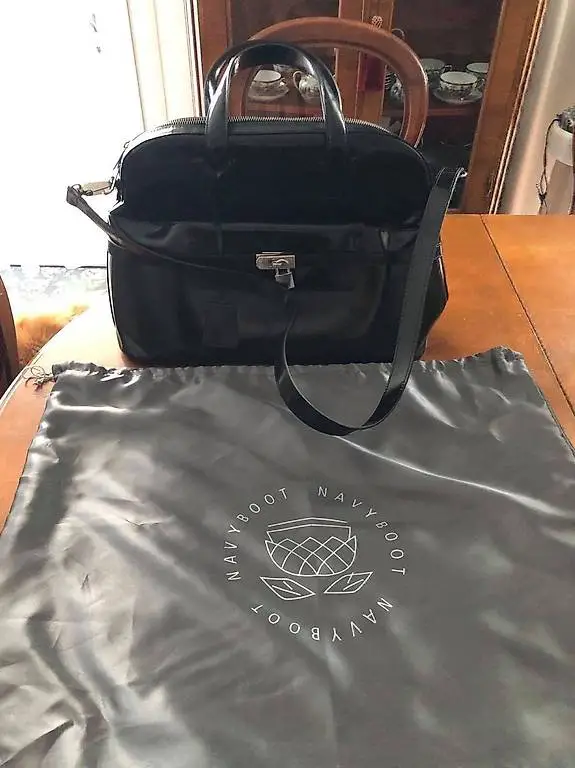 Schöne Navyboot Tasche Lack Kalbsleder