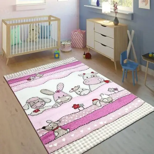  Kinderteppich Rosa Tiere NEU