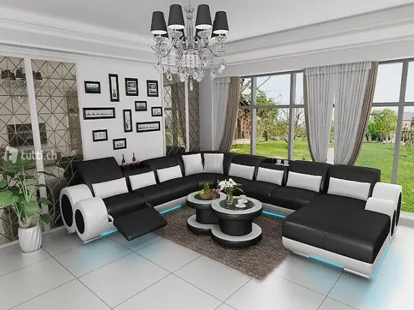  LEDERSOFA COUCH WOHNLANDSCHAFT DESIGN SOFA U-FORM G8035