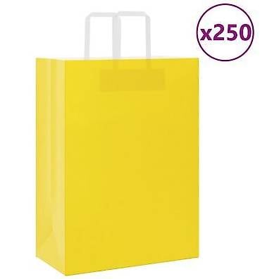 Papiertragetaschen 250 Stk. mit Henkeln Gelb 32x17x44 cm 294