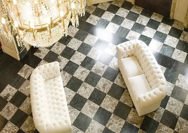  SOFAGARNITUR CHESTERFIELD 3+3 SITZER BERTO LEDER "WEISS"