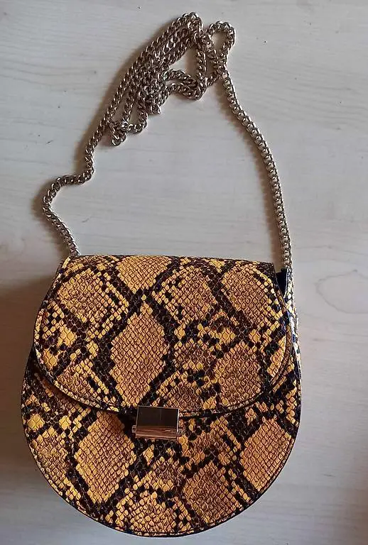 Schicke Damen Handtasche Umhängetasche Snake gelb/schwarz