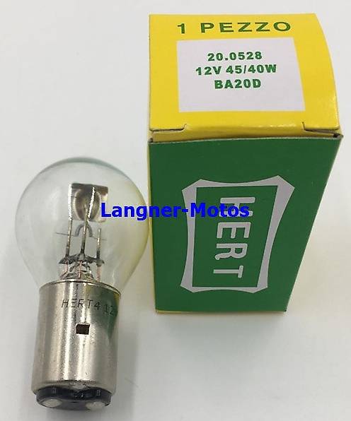 Glühlampe Birne Hert BA20d 12 Volt 45/40 Watt klar Roller