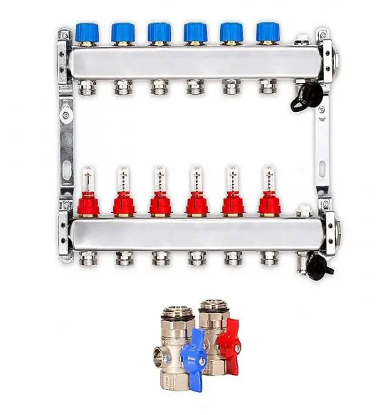  Verteiler für Fussbodenheizung, 6 Heizkreise