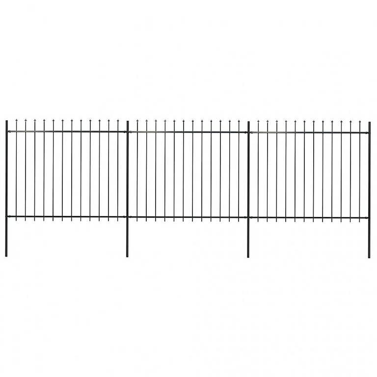 Gartenzaun mit Speerspitzen Stahl 5,1 x 1,5 m Schwarz