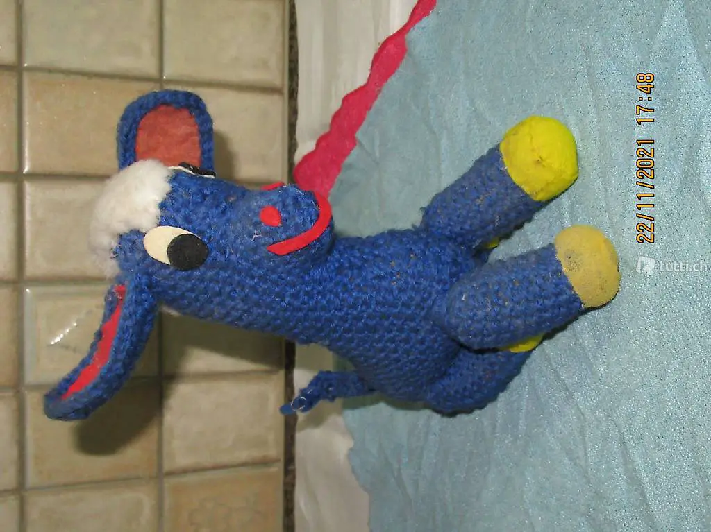 Esel, Eselin, eine Kuriosität allemal, Vintage Strickerei