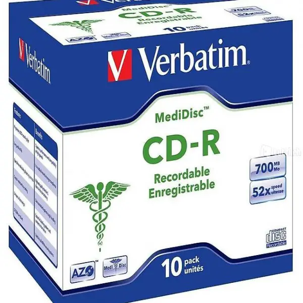  Verbatim CD-R MediDisc, 700MB, 52x, 10 Pack Jewel Case