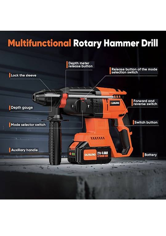 olmlmo Elektrische Bohrhammer 2.8J, Akku-Bohrhammer