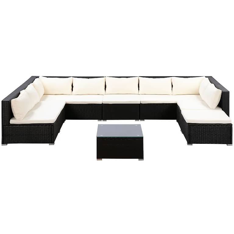 Rattanlounge COLOMBO schwarz/weiss