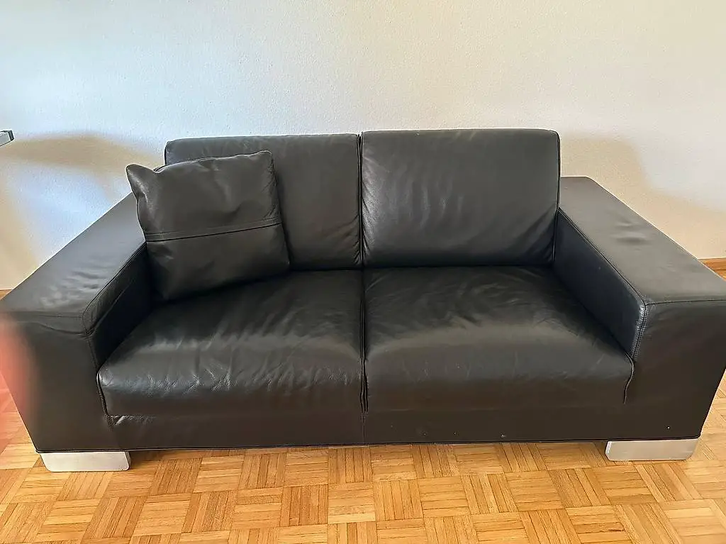Ledersofa schwarz