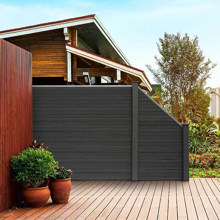 Sichtschutzzaun grau 170x180 4xElement 5xPfosten 1x Schrägel