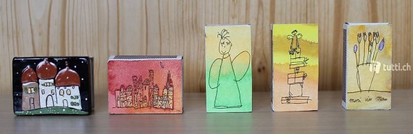 Zündhölzer Zündholzschachtel mit Bild 5 Stück