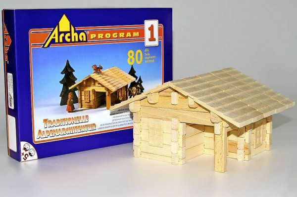  Holzbaukasten ?Alpen Grösse 1? mit 80 Einzelteilen