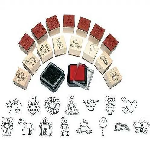 Holz Mini Stempelset Mädchen 17-Teilig