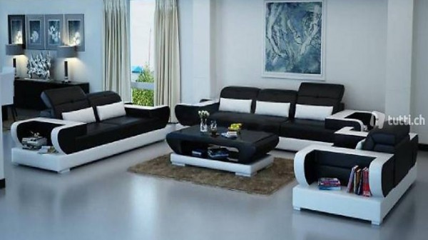  SOFA COUCH GARNITUR LANDSCHAFT LEDER NEU DETMOLD A