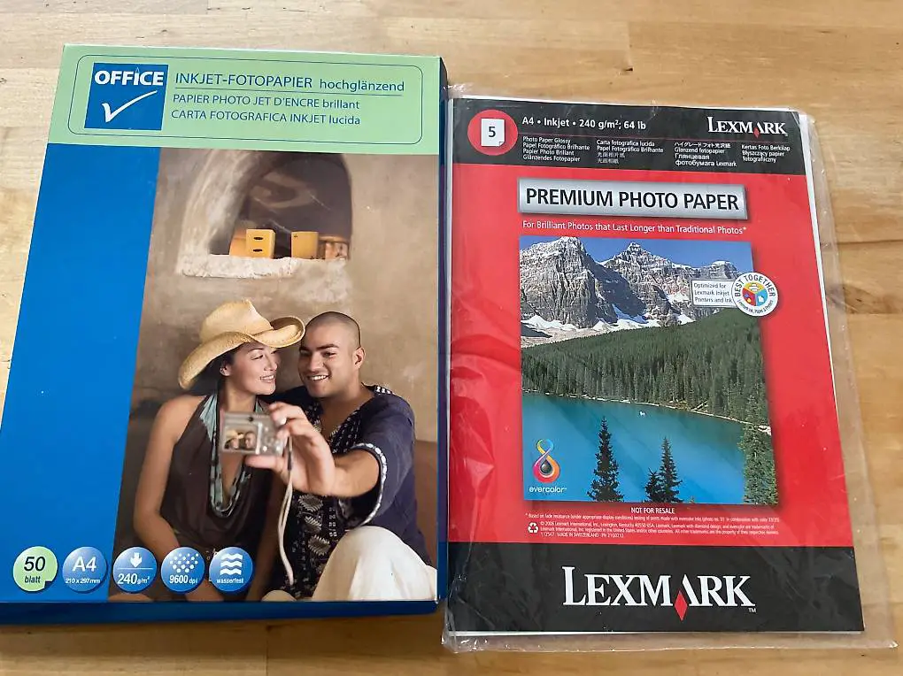 Fotopapier für Inkjet Drucker