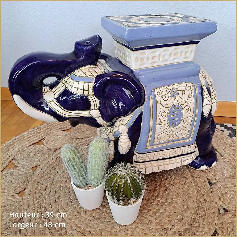 Porte plante éléphant en céramique, 1960, Art déco