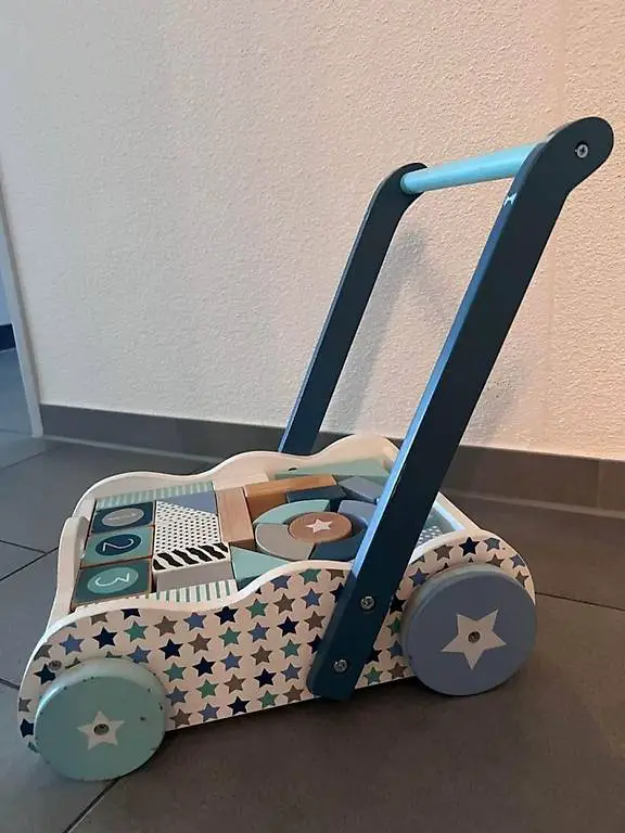 Little Dutch Lernlaufwagen aus Holz mit Bauklötze