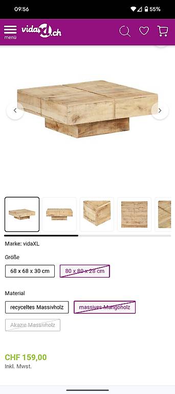 Couchtisch Mangoholz