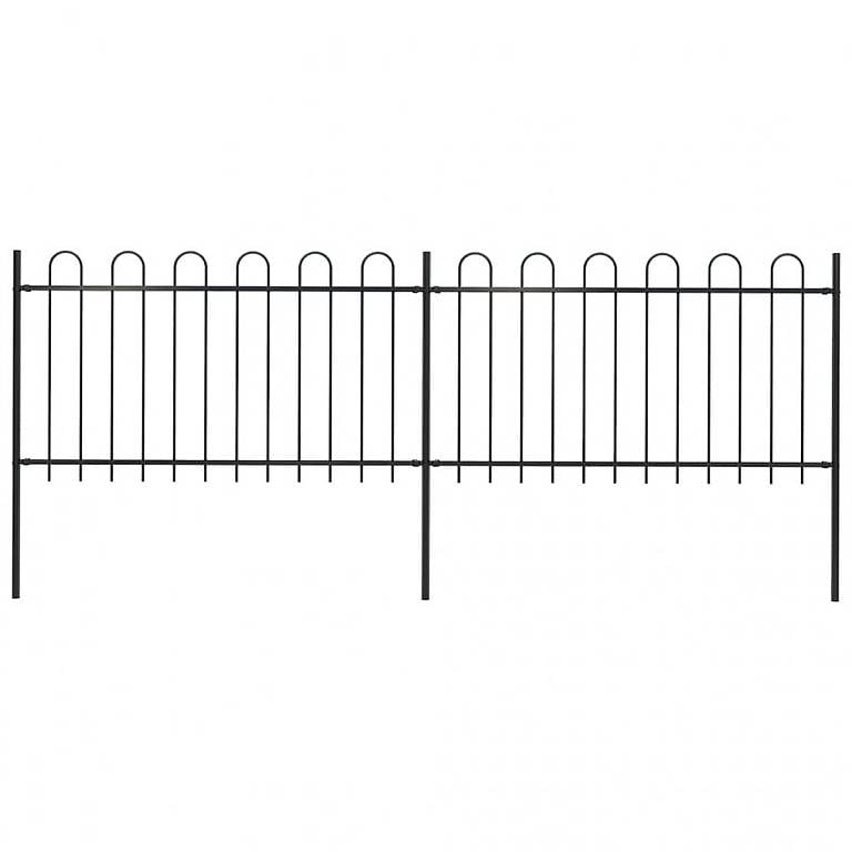 Gartenzaun mit Bügel-Design Stahl 3,4 x 1 m Schwarz