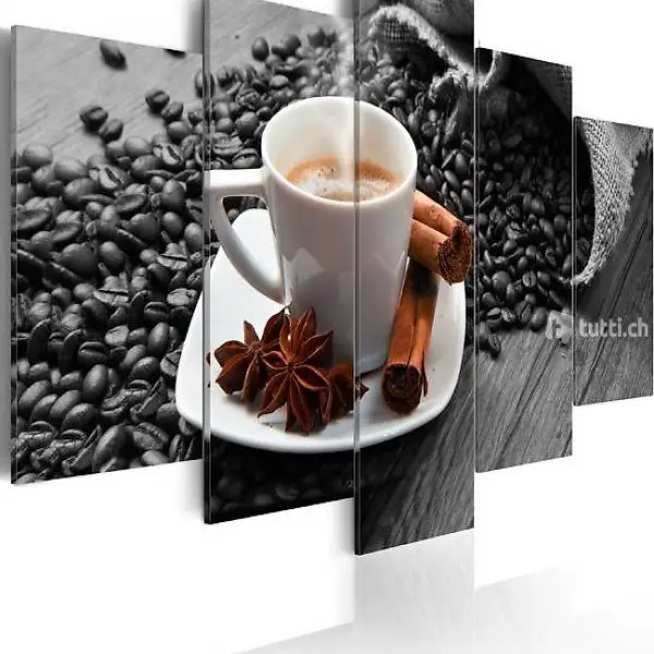  Wandbild Coffee Kafi Küche NEU 5-teilig