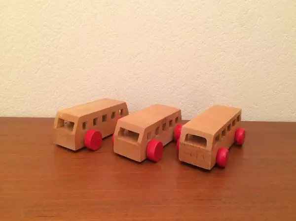 3x vintage Holzspielzeug Bus Holzauto 60er 70er Handarbeit