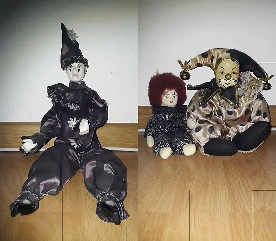 Puppen 4x Sammlerpuppe 3xClown Puppe mit Porzellankopf