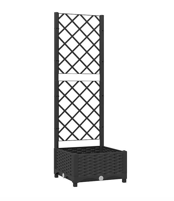 Pflanzkübel mit Spalier Schwarz 40x40x121,5 cm PP