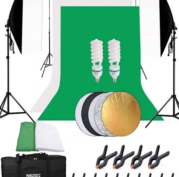  Fotostudio Softbox Set mit 2x135W Fotolampen