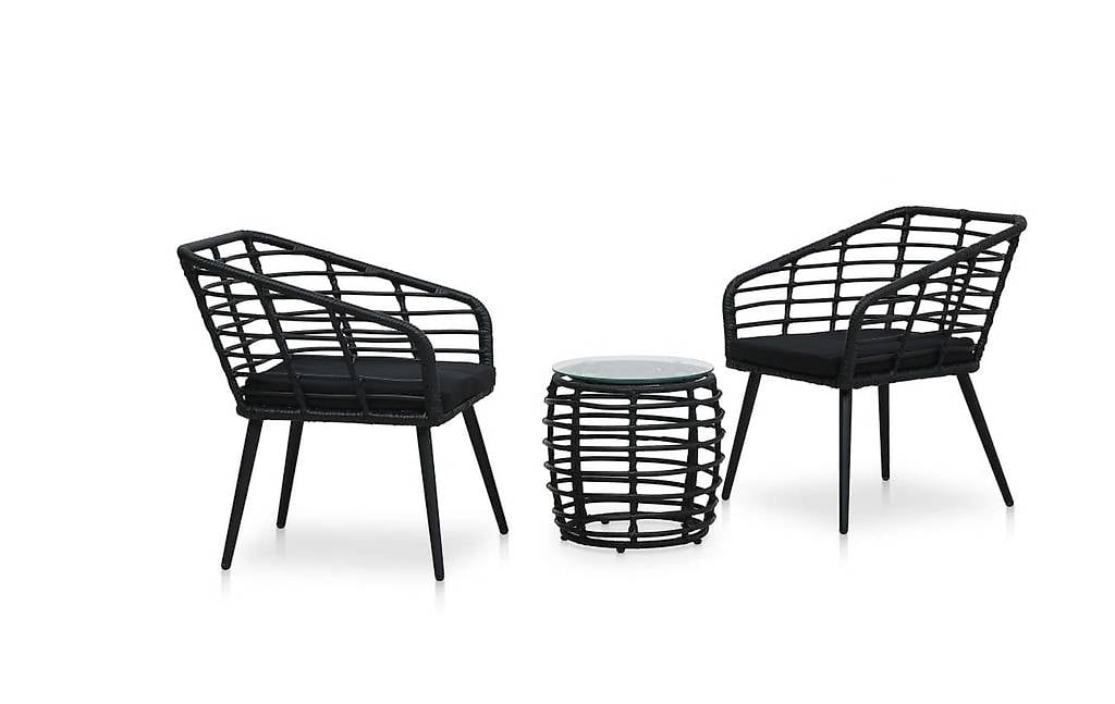 Bistro-Set Poly Rattan Schwarz