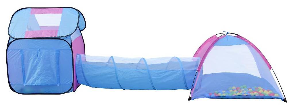 Spielzelt mit Tunnel hellblau/pink