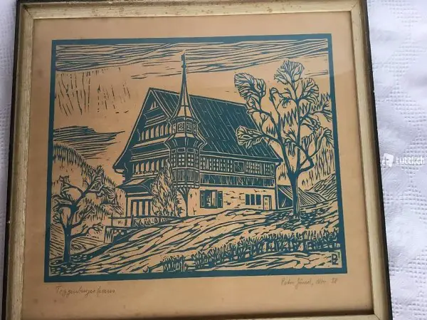  Original Holz- oder Linolschnitt Bild