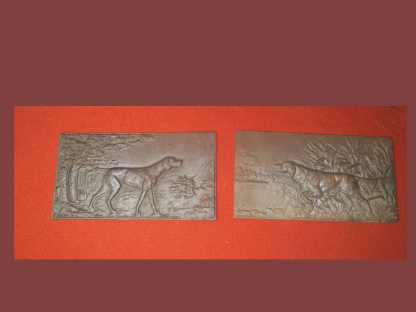 Kaminplatte Wandschmuck Hund massives Gusseisen